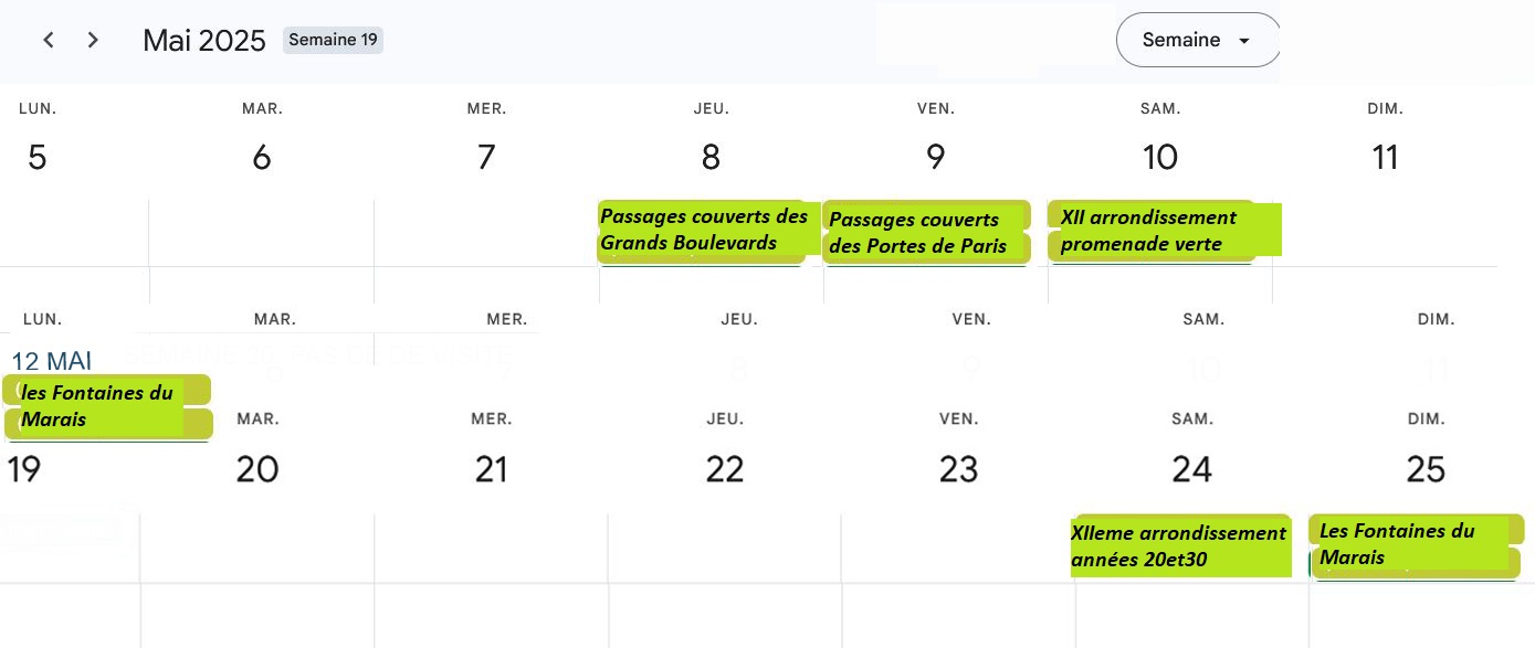 planning du mois de mai 2025